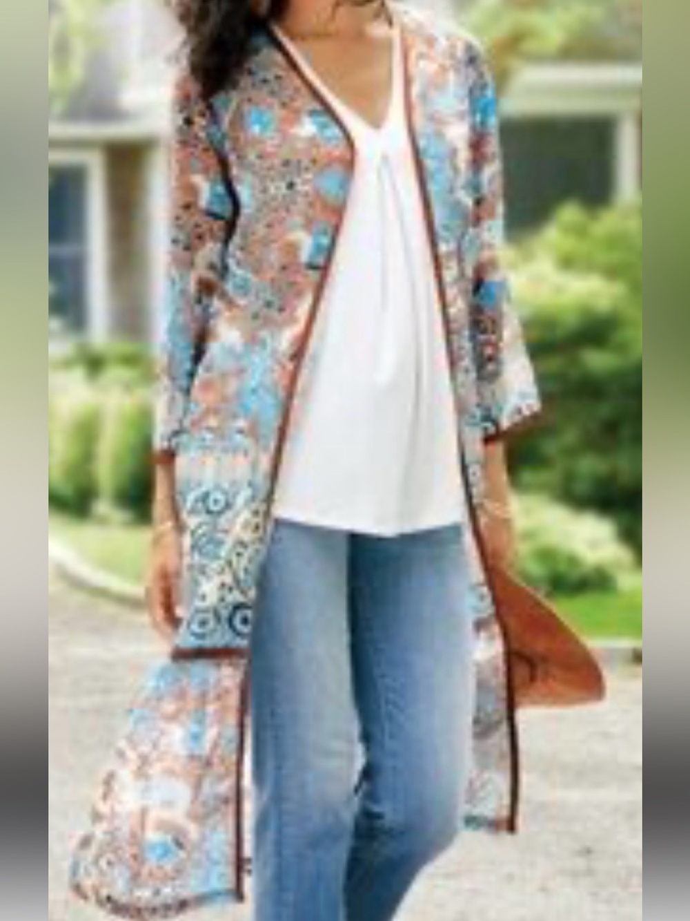 Soft Surroundings Floral and Paisley Print Kimono-Style Coverup Size M